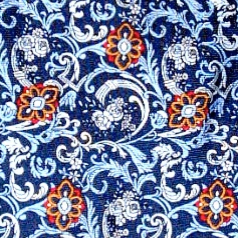 ROCHAS PARIS France blue gray floral silk tie.